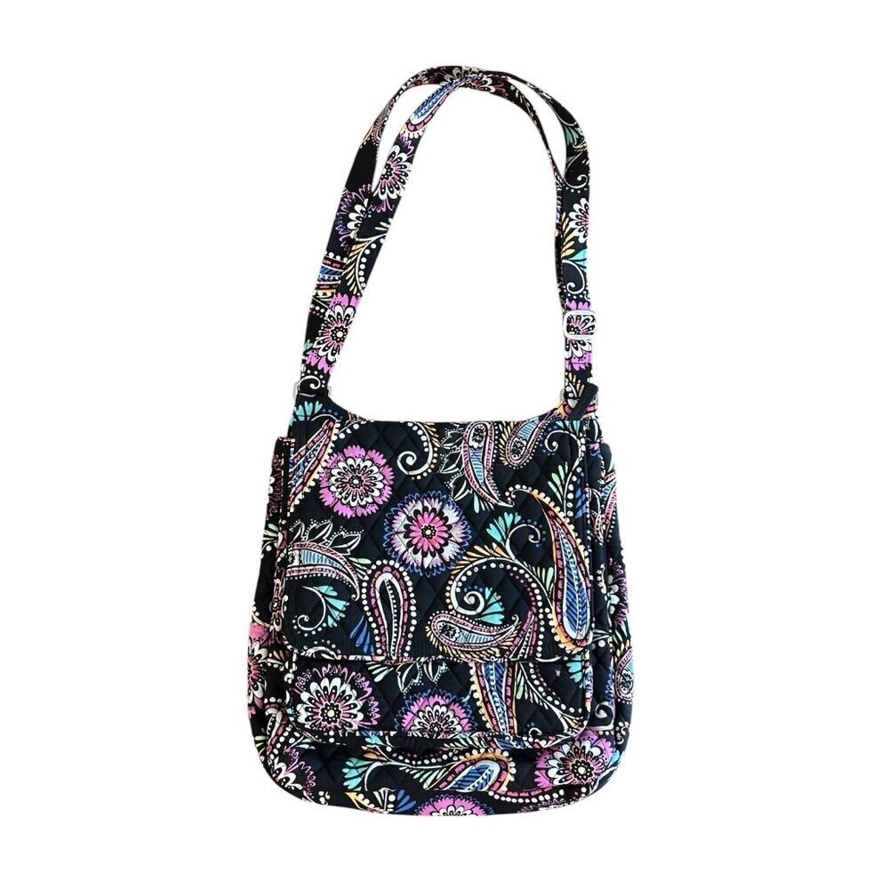 Vera Bradley Black and Pink Paisley Shoulder Bag NWOT Bandana Swirl‎ Eyeglass